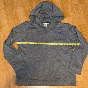 The North Face Charcoal Hoodie with Blue Logo
